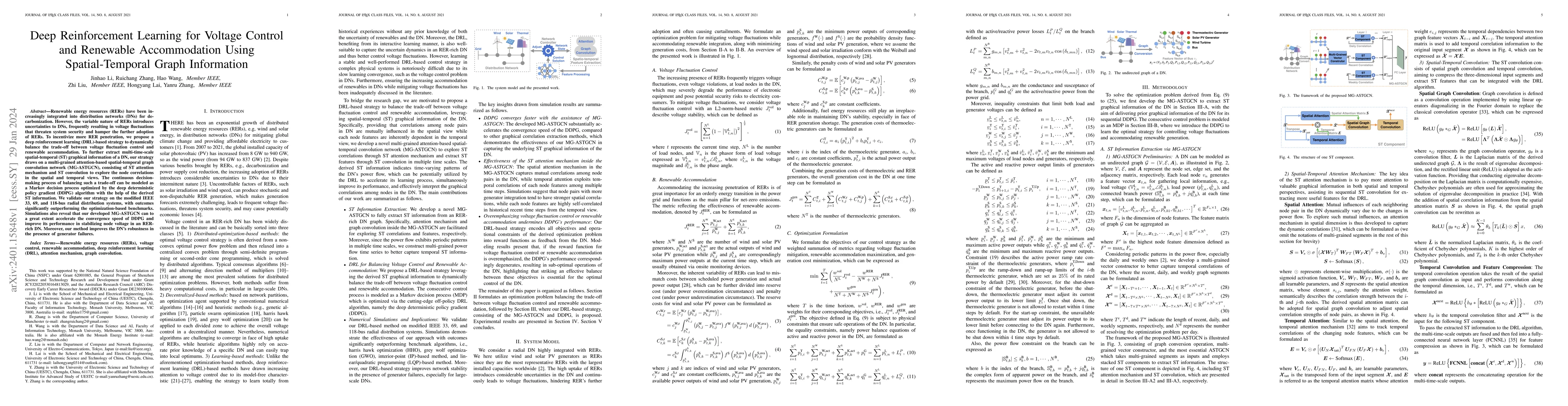 Thumbnail for Deep Reinforcement Learning for Voltage Control and Renewable
  Accommodation Using Spatial-Temporal Graph Information