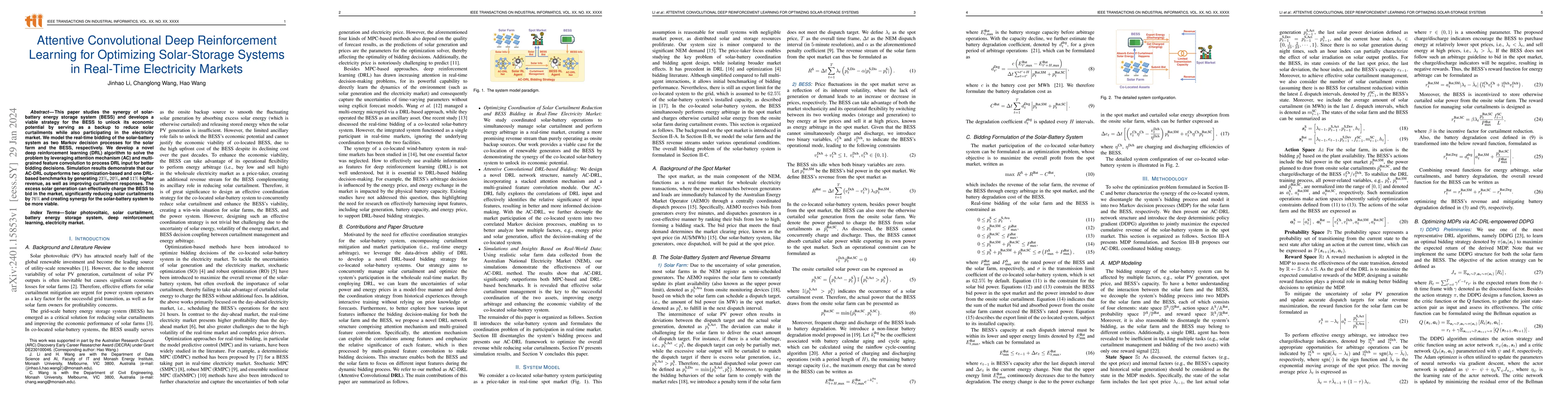 Thumbnail for Attentive Convolutional Deep Reinforcement Learning for Optimizing
  Solar-Storage Systems in Real-Time Electricity Markets