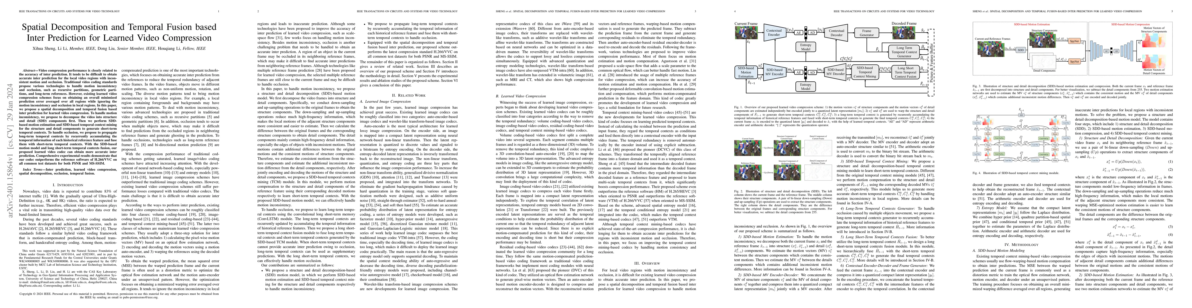 Thumbnail for Spatial Decomposition and Temporal Fusion based Inter Prediction for
  Learned Video Compression