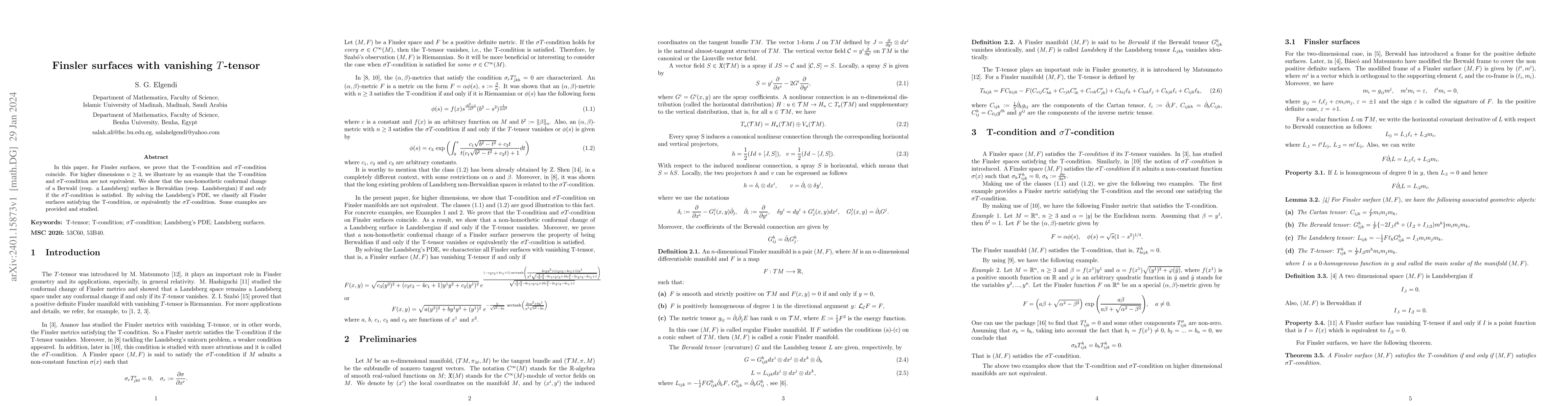 Thumbnail for Finsler surfaces with vanishing $T$-tensor