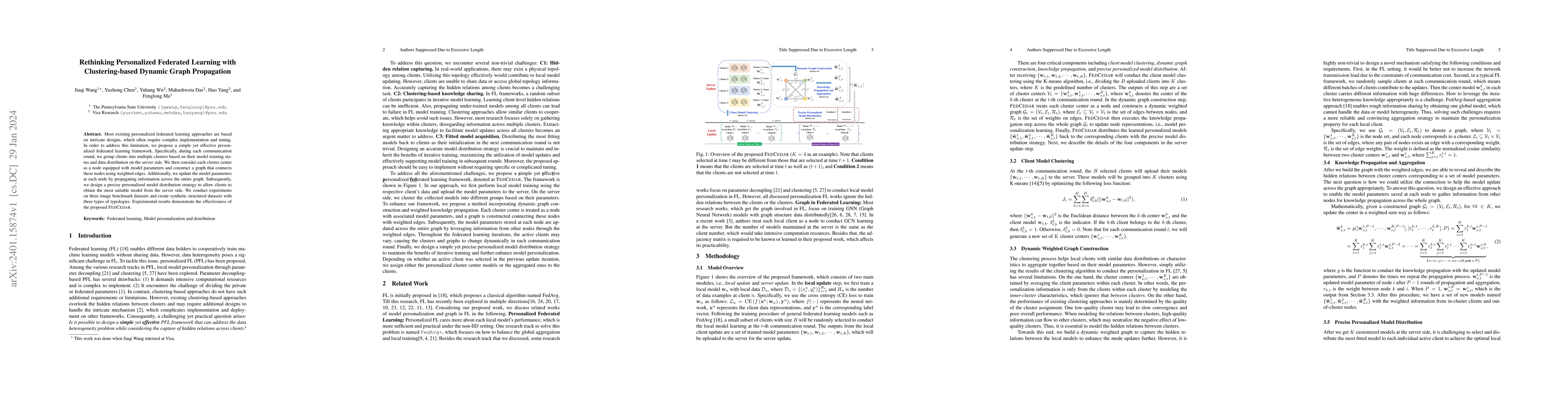 Thumbnail for Rethinking Personalized Federated Learning with Clustering-based Dynamic
  Graph Propagation