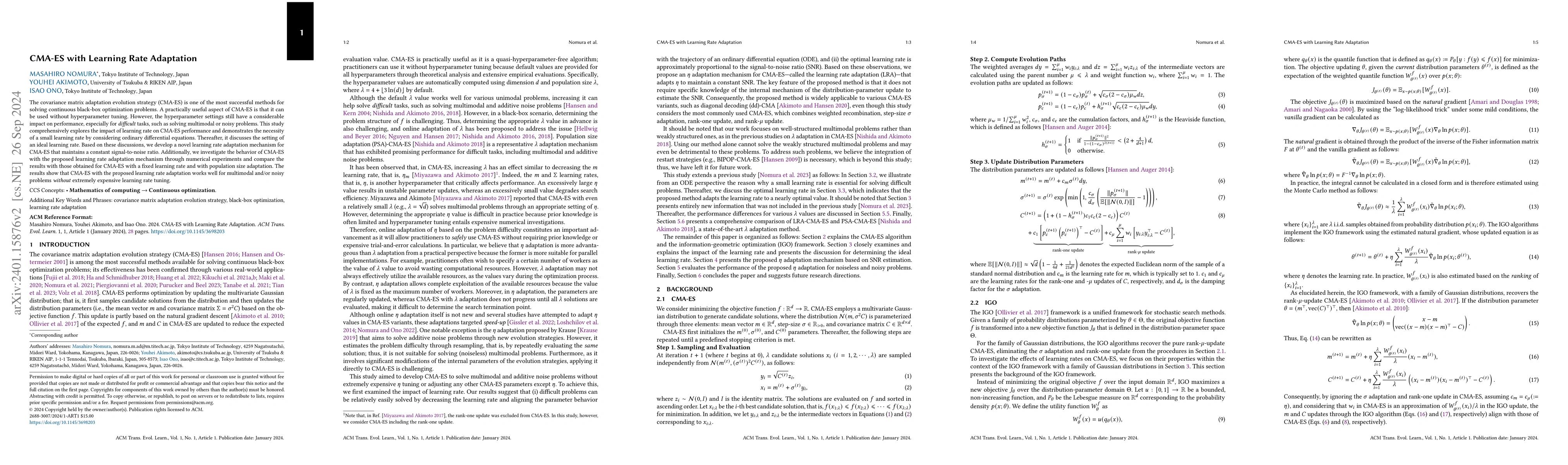 Thumbnail for CMA-ES with Learning Rate Adaptation