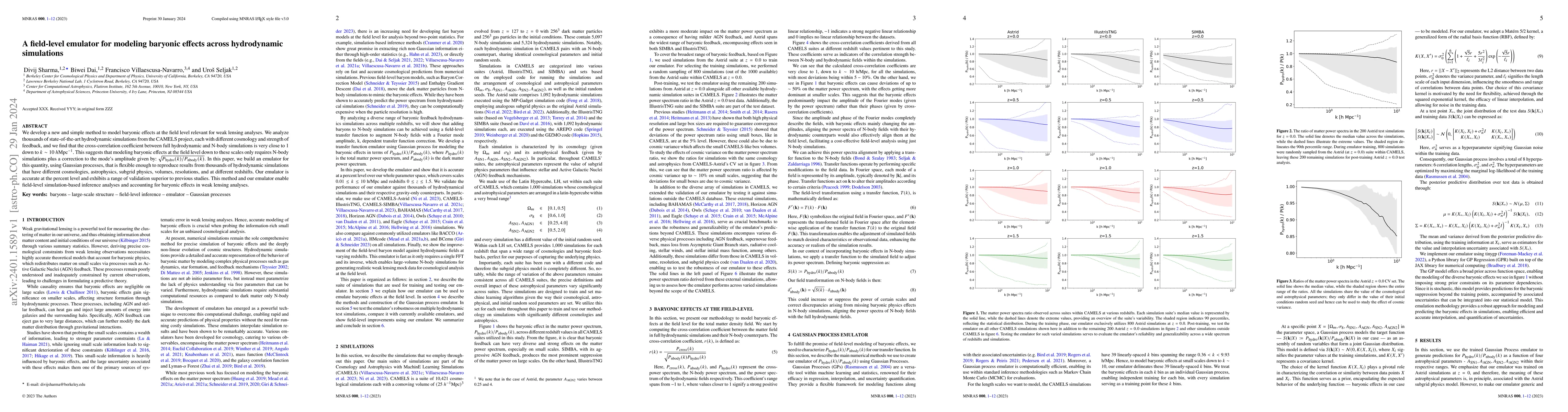 Thumbnail for A field-level emulator for modeling baryonic effects across hydrodynamic
  simulations