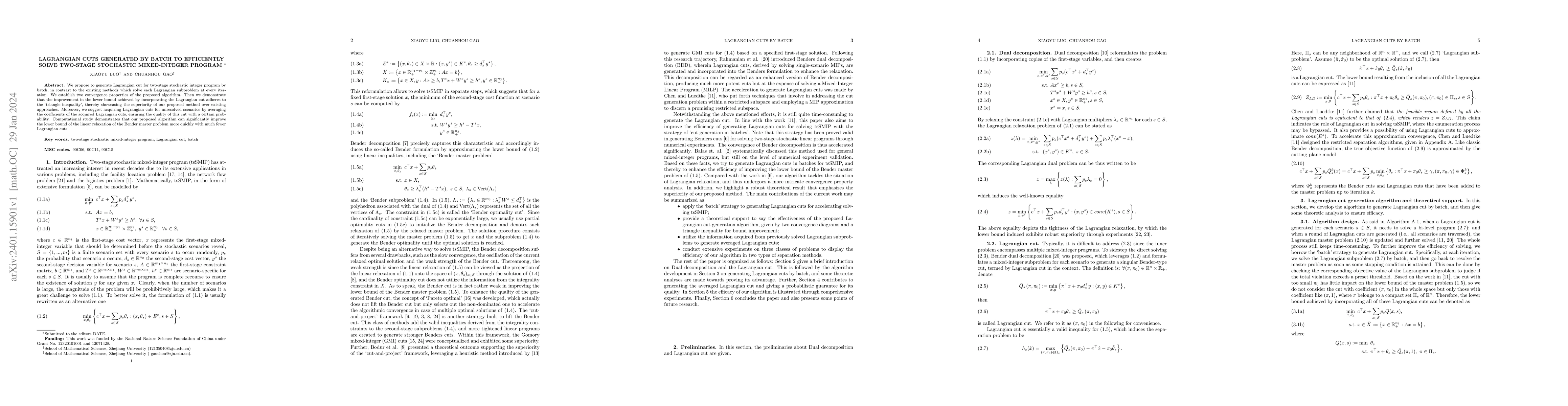 Thumbnail for Lagrangian cuts generated by batch to efficiently solve two-stage
  stochastic mixed-integer program