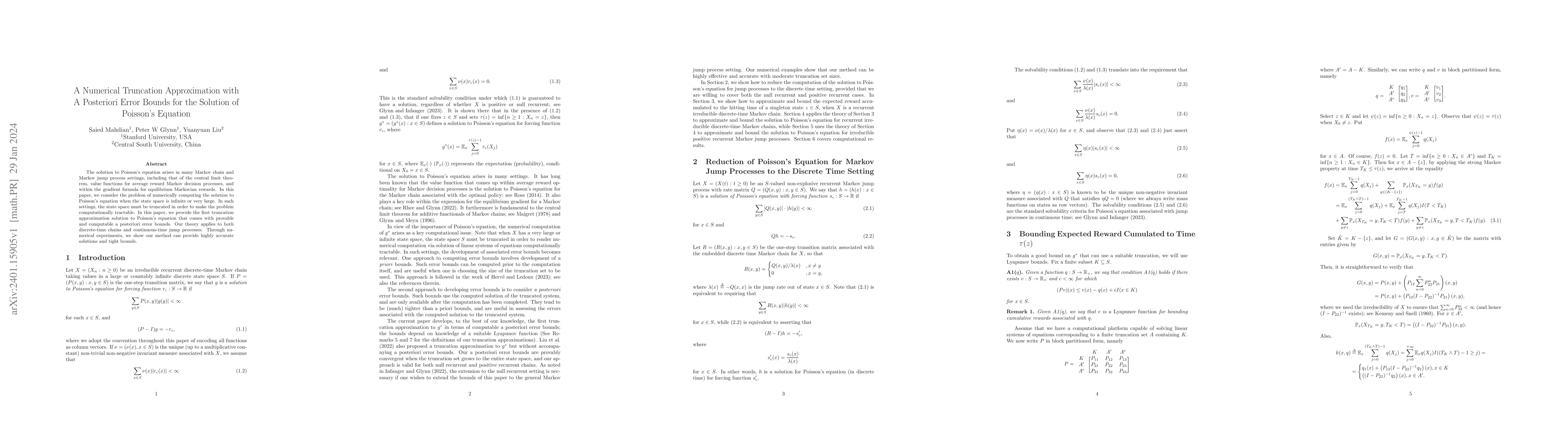 Thumbnail for A Numerical Truncation Approximation with A Posteriori Error Bounds for
  the Solution of Poisson's Equation