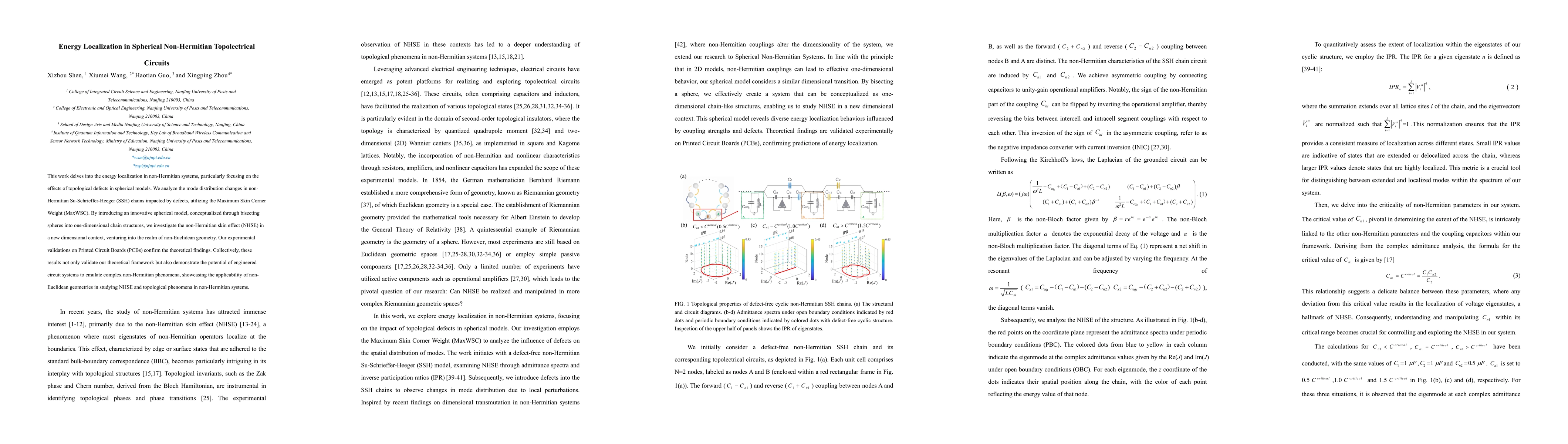 Thumbnail for Energy Localization in Spherical Non-Hermitian Topolectrical Circuits