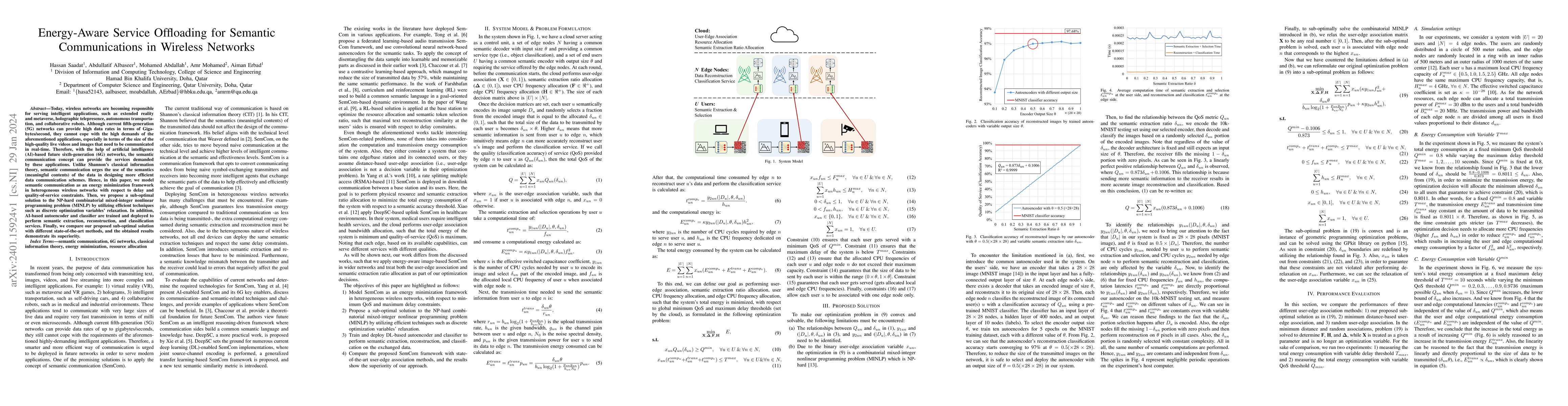 Thumbnail for Energy-Aware Service Offloading for Semantic Communications in Wireless
  Networks