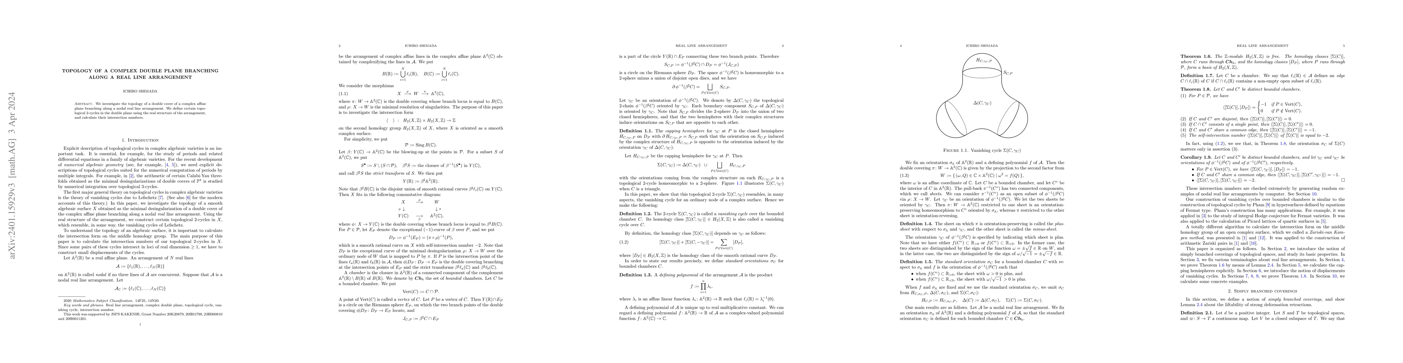 Thumbnail for Topology of a complex double plane branching along a real line
  arrangement
