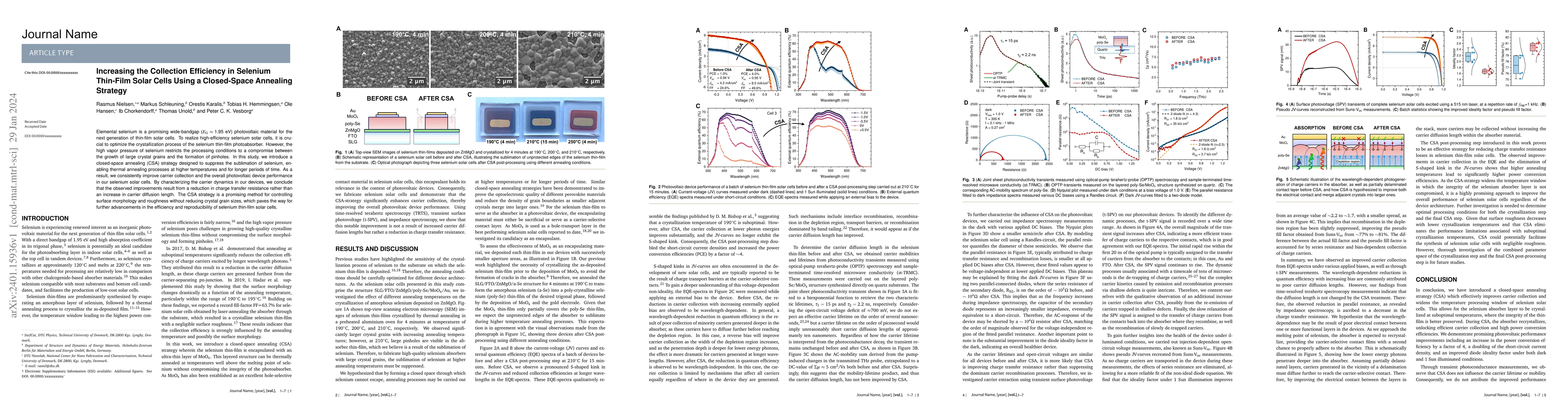 Thumbnail for Increasing the Collection Efficiency in Selenium Thin-Film Solar Cells
  Using a Closed-Space Annealing Strategy