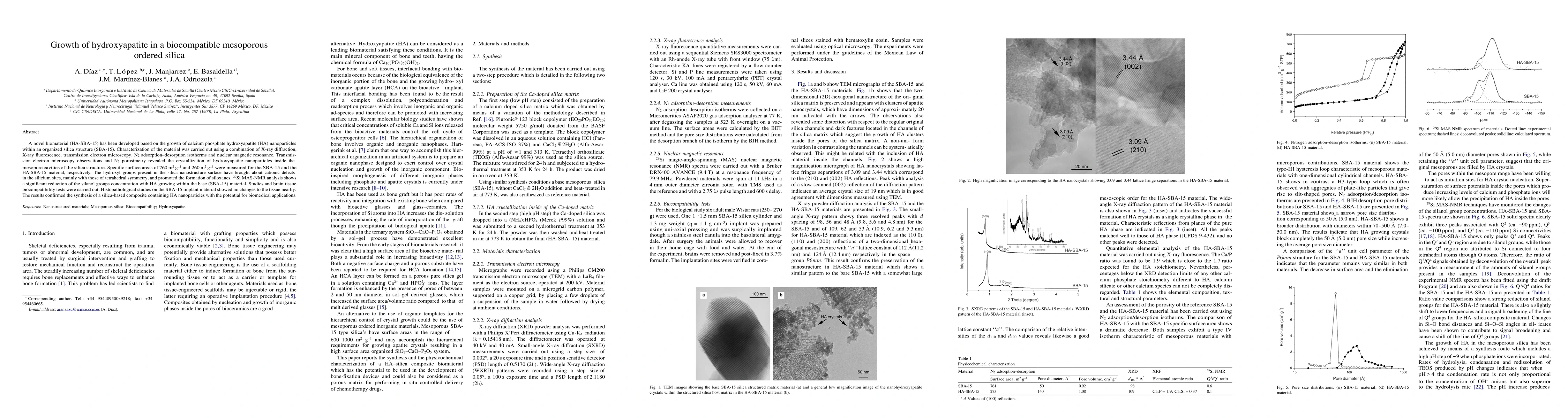 Thumbnail for Growth of hydroxyapatite in a biocompatible mesoporous ordered silica
