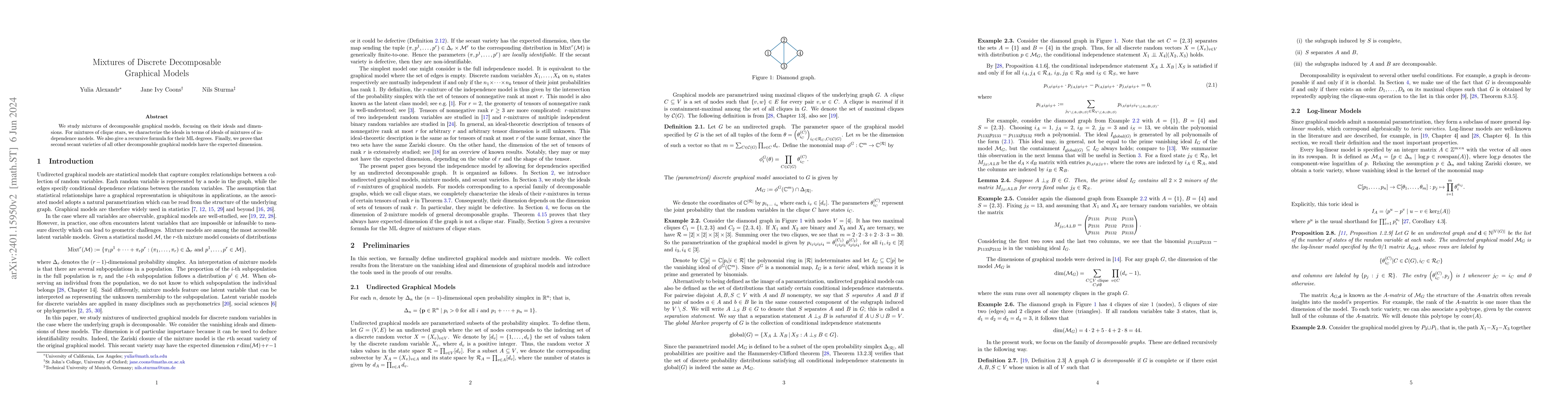 Thumbnail for Mixtures of Discrete Decomposable Graphical Models