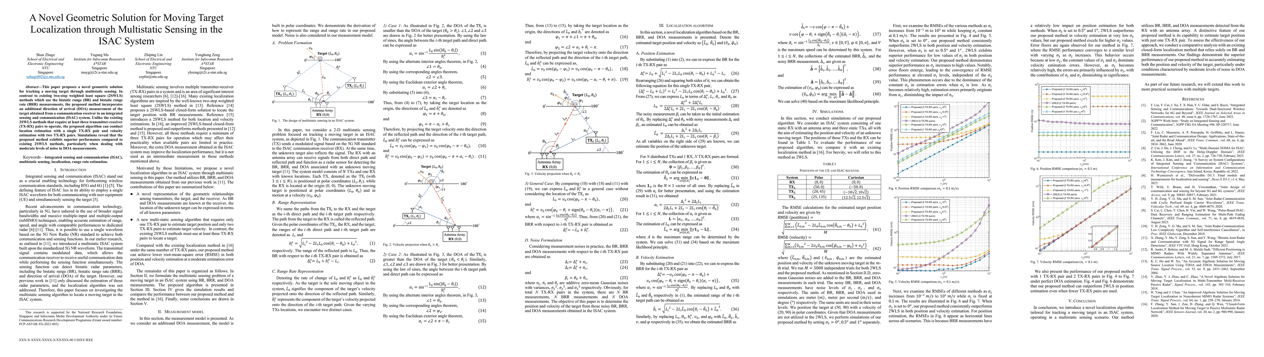 Thumbnail for A Novel Geometric Solution for Moving Target Localization through
  Multistatic Sensing in the ISAC System