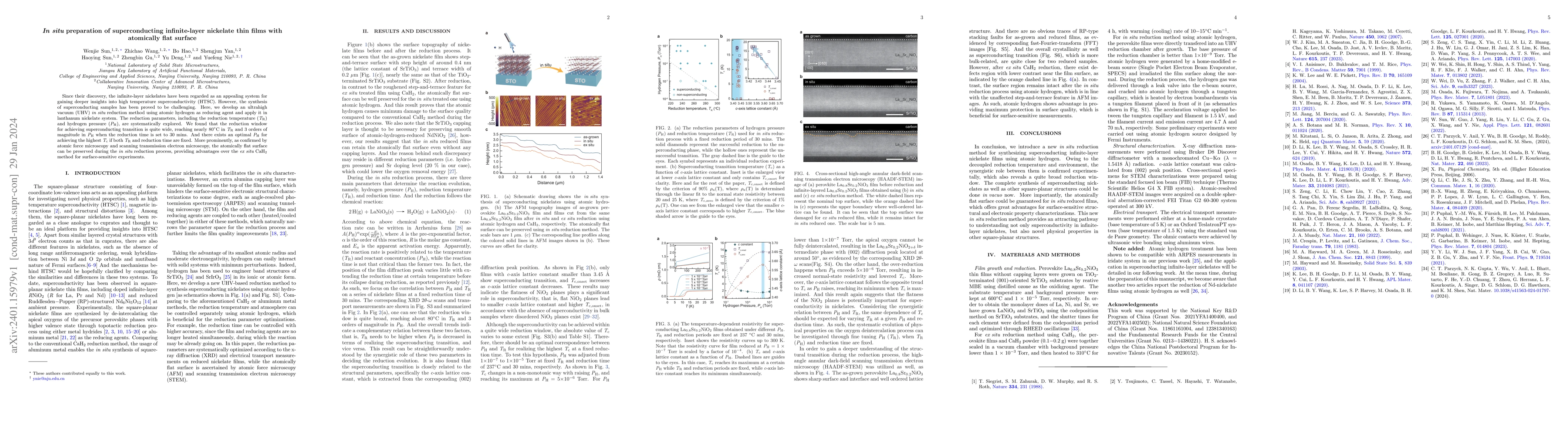 Thumbnail for ${\mathrm{\textit{In situ}}}$ preparation of superconducting
  infinite-layer nickelate thin films with atomically flat surface