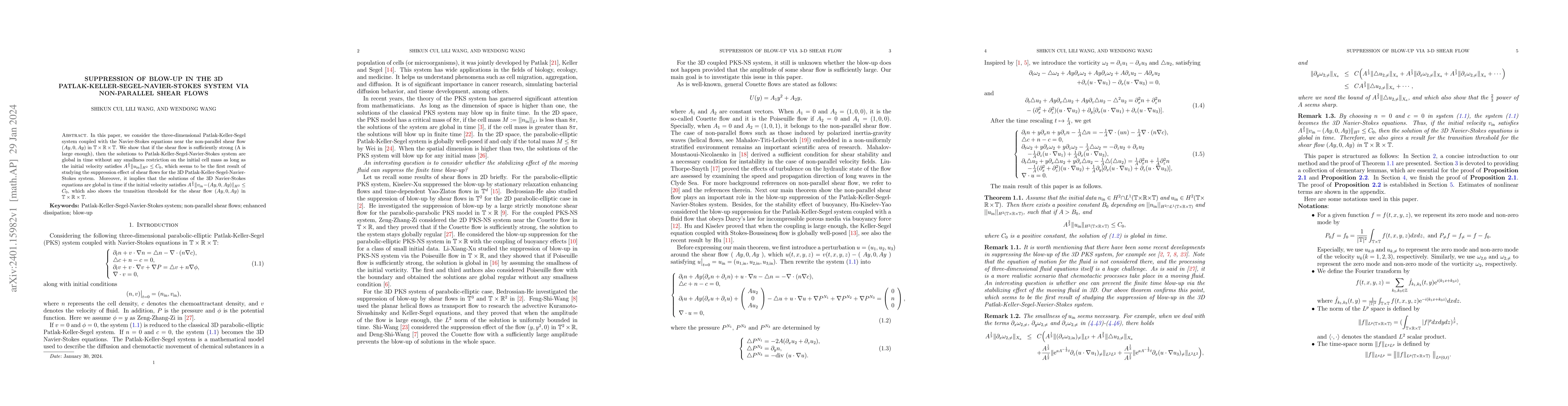 Thumbnail for Suppression of blow-up in the 3D Patlak-Keller-Segel-Navier-Stokes
  system via non-parallel shear flows