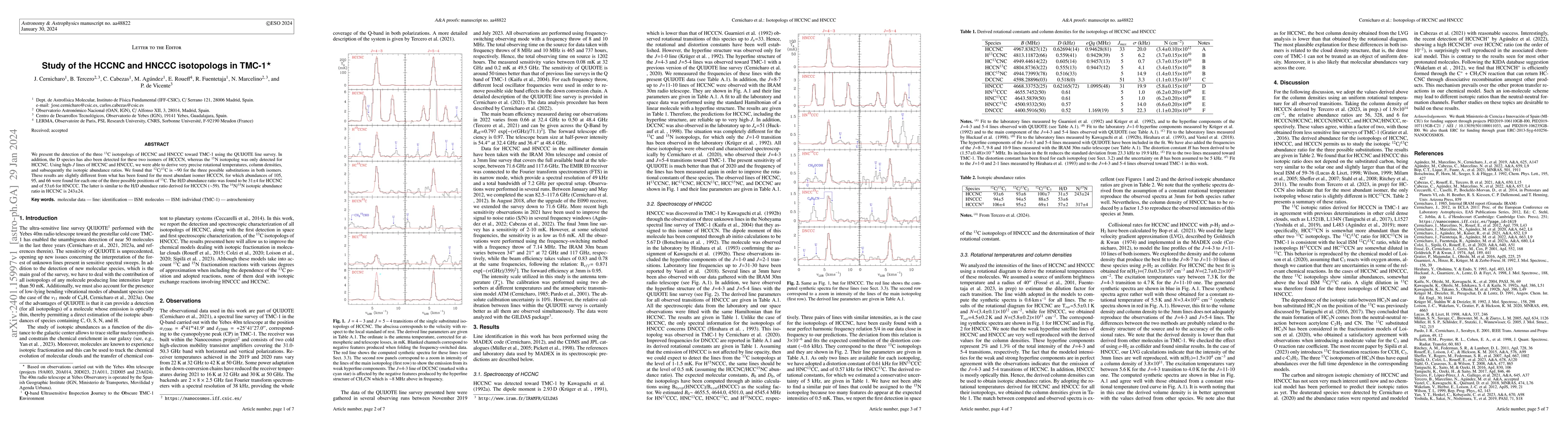 Thumbnail for Study of the HCCNC and HNCCC isotopologs in TMC-1
