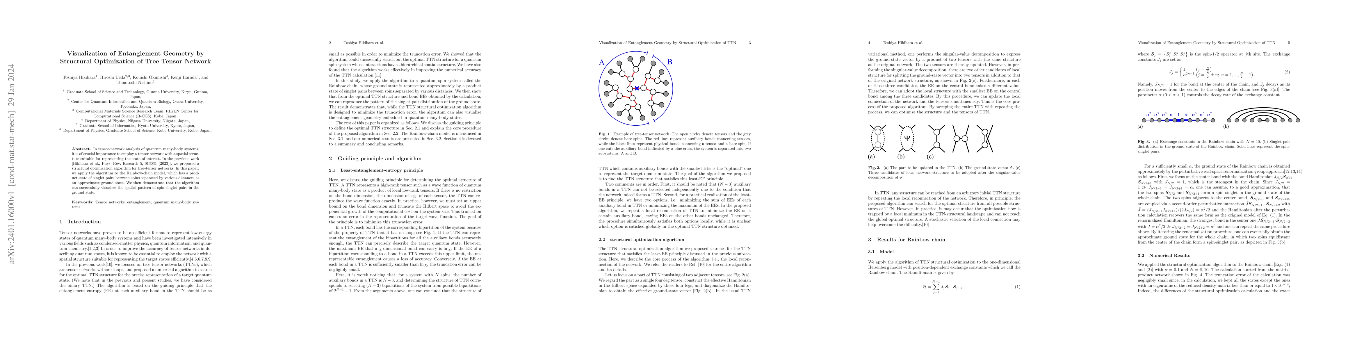 Thumbnail for Visualization of Entanglement Geometry by Structural Optimization of
  Tree Tensor Network