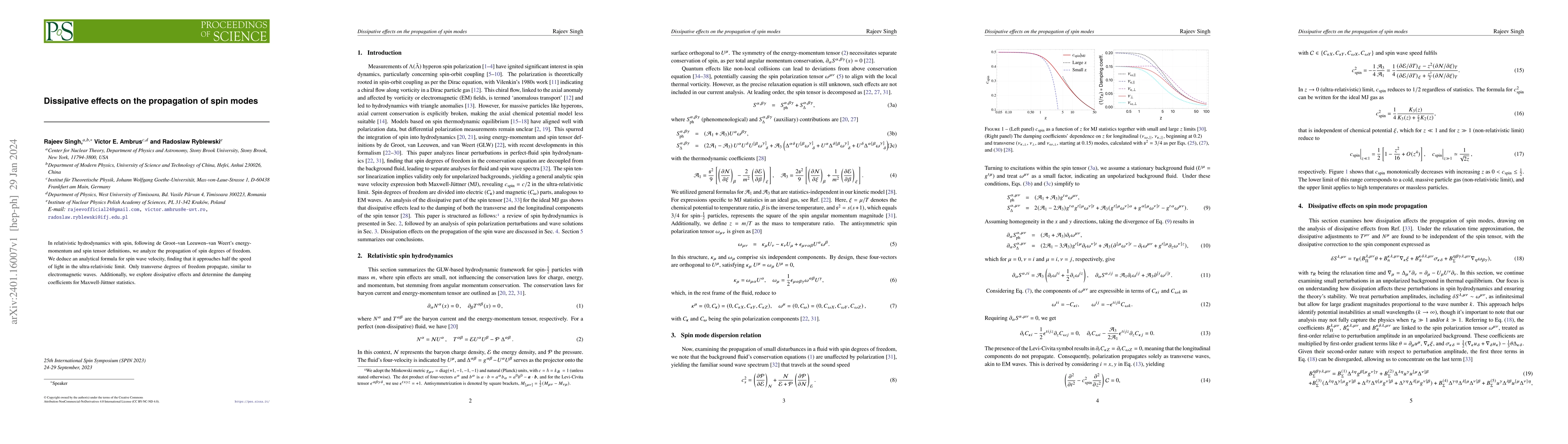 Thumbnail for Dissipative effects on the propagation of spin modes