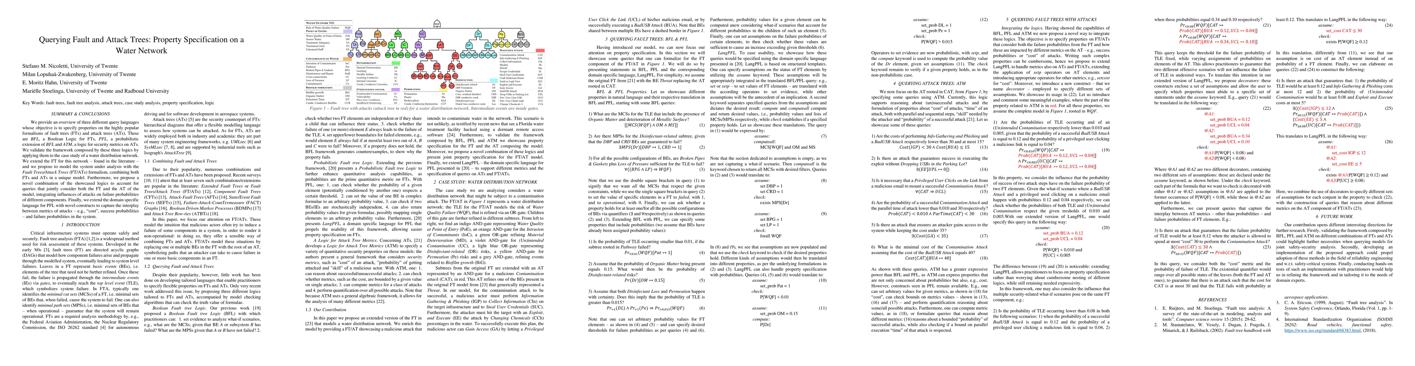 Thumbnail for Querying Fault and Attack Trees: Property Specification on a Water
  Network