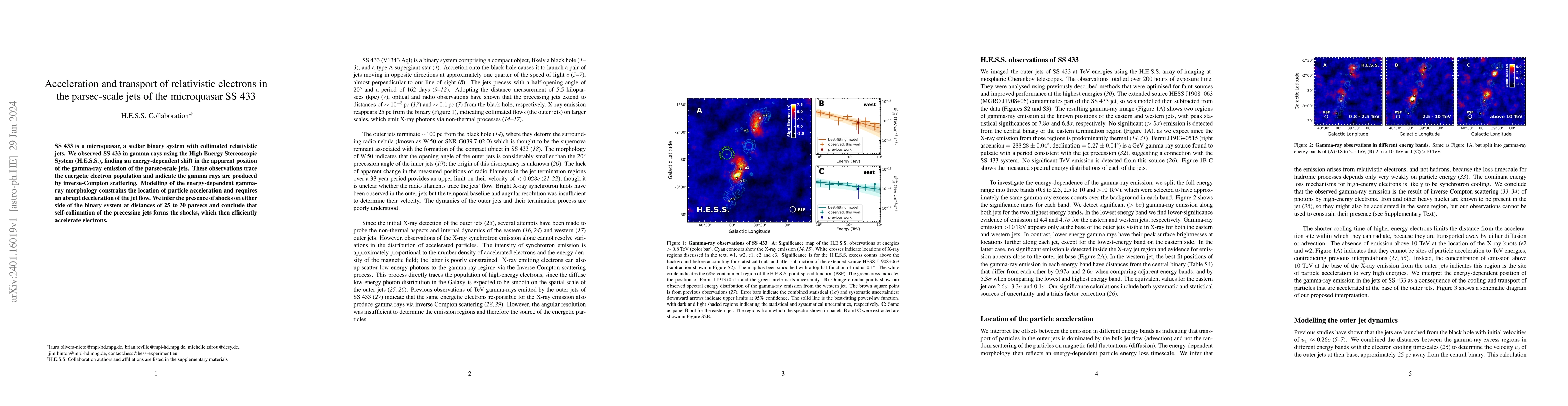 Thumbnail for Acceleration and transport of relativistic electrons in the jets of the
  microquasar SS 433