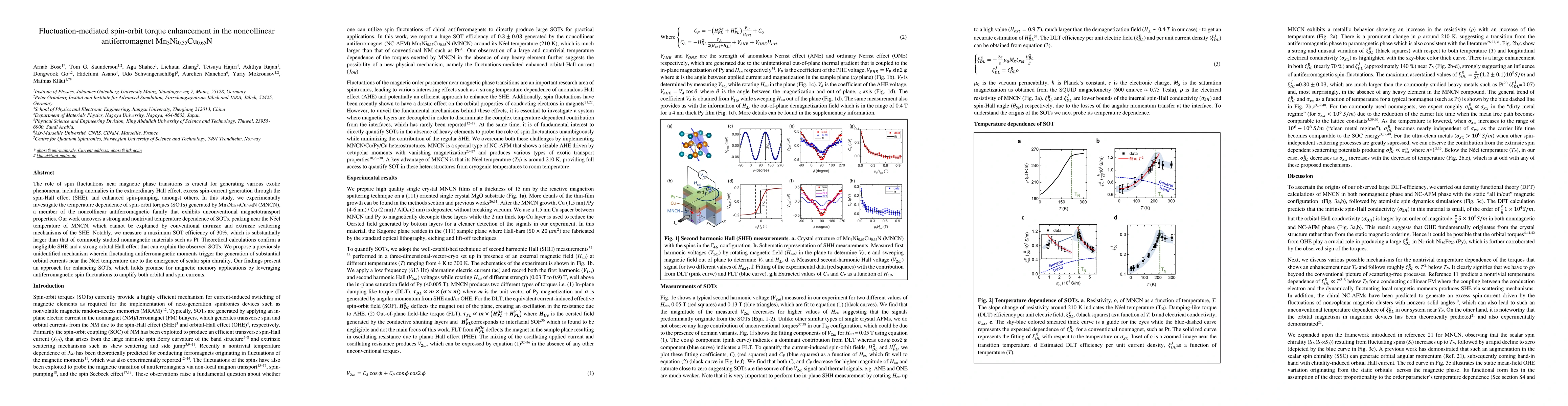 Thumbnail for Fluctuation-mediated spin-orbit torque enhancement in the noncollinear
  antiferromagnet Mn3Ni0.35Cu0.65N