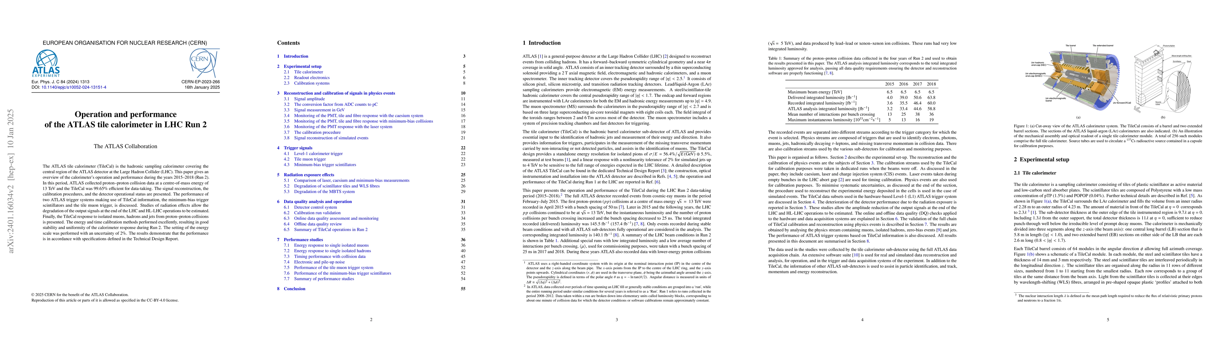 Thumbnail for Operation and performance of the ATLAS tile calorimeter in LHC Run 2