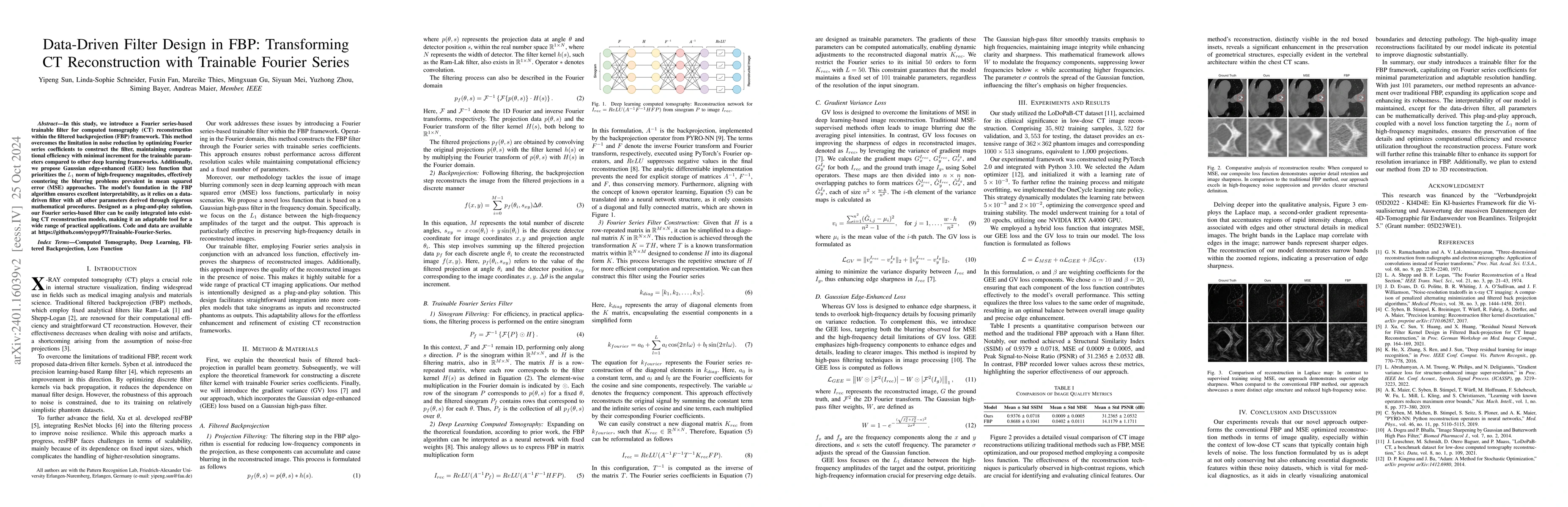 Thumbnail for Data-Driven Filter Design in FBP: Transforming CT Reconstruction with
  Trainable Fourier Series