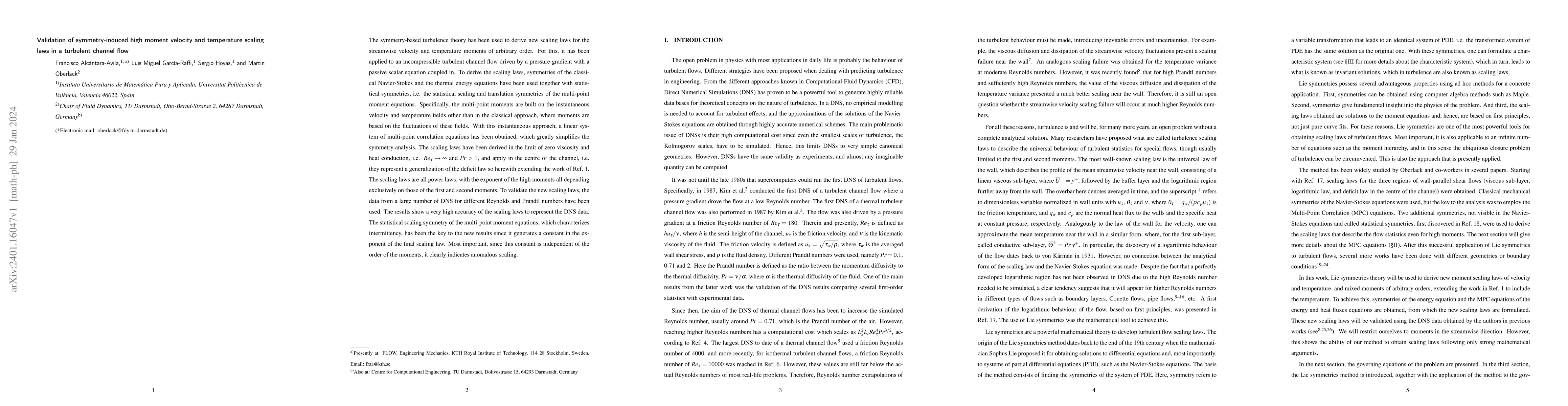 Thumbnail for Validation of symmetry-induced high moment velocity and temperature
  scaling laws in a turbulent channel flow