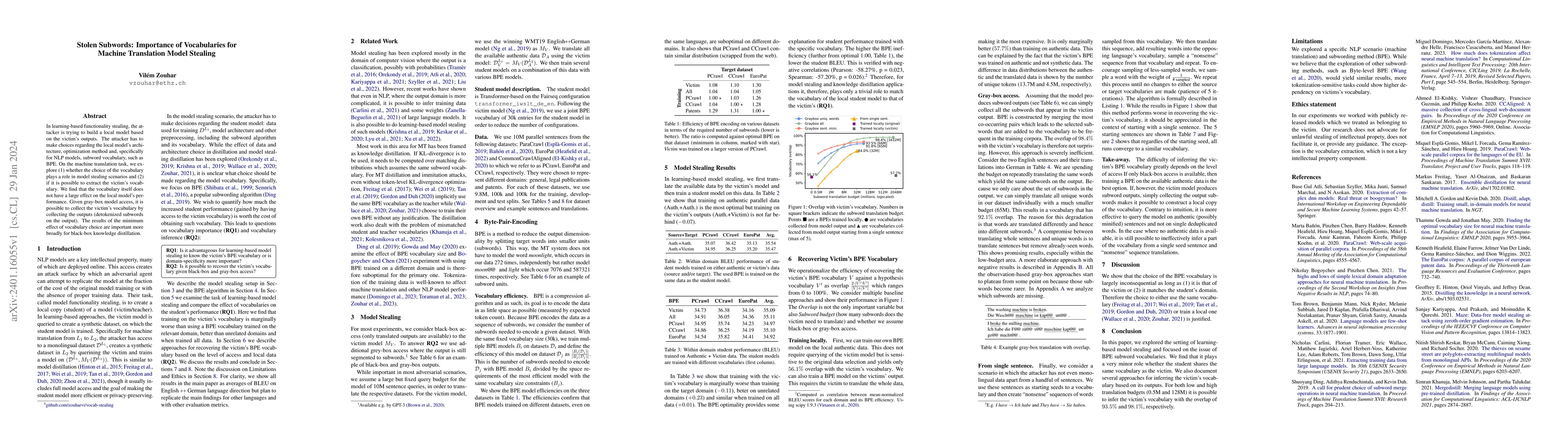 Thumbnail for Stolen Subwords: Importance of Vocabularies for Machine Translation
  Model Stealing