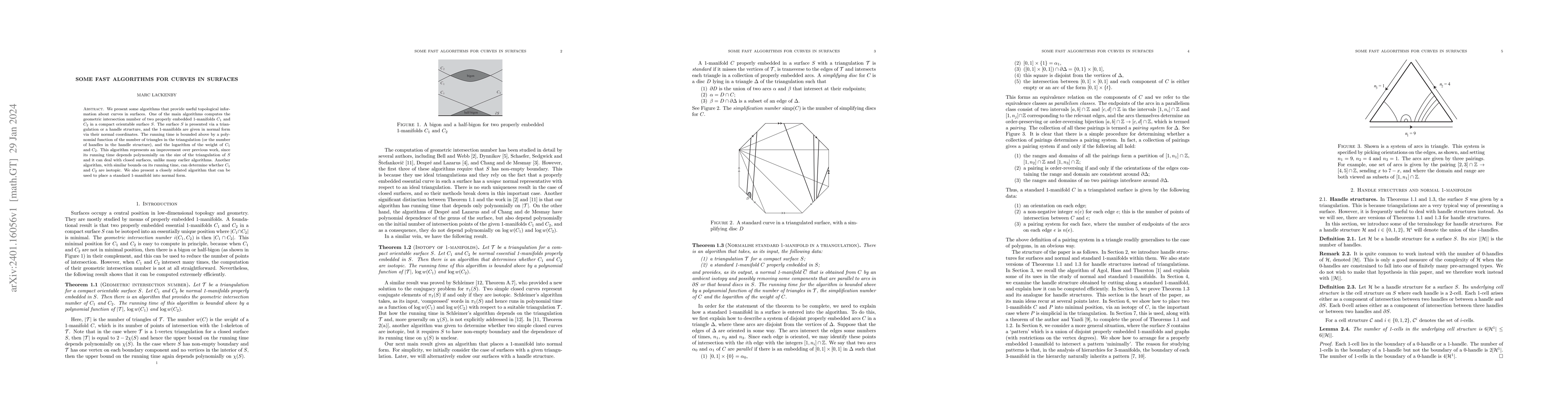 Thumbnail for Some fast algorithms for curves in surfaces