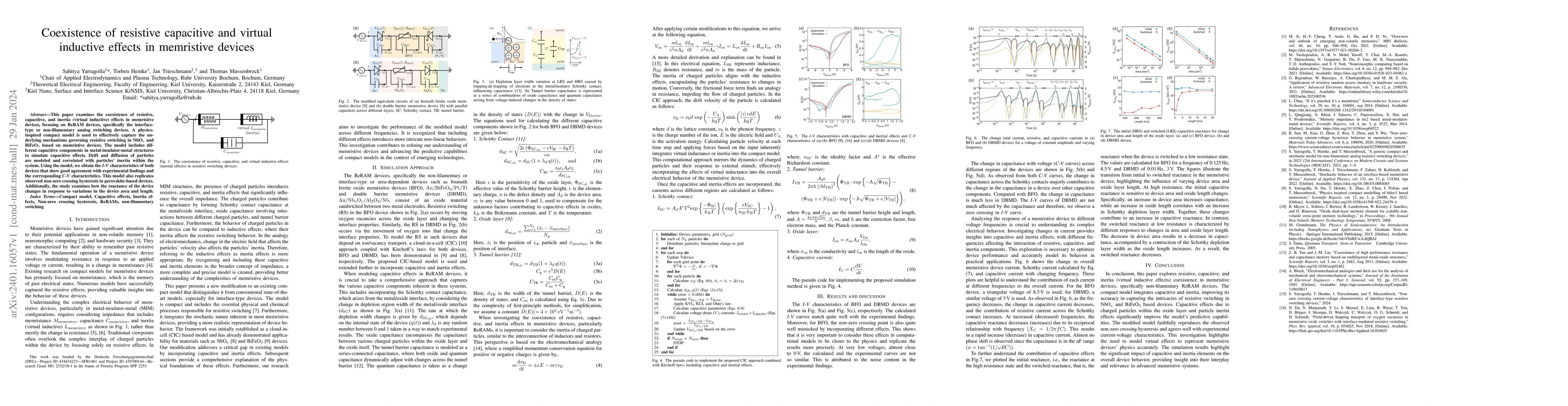 Thumbnail for Coexistence of resistive capacitive and virtual inductive effects in
  memristive devices