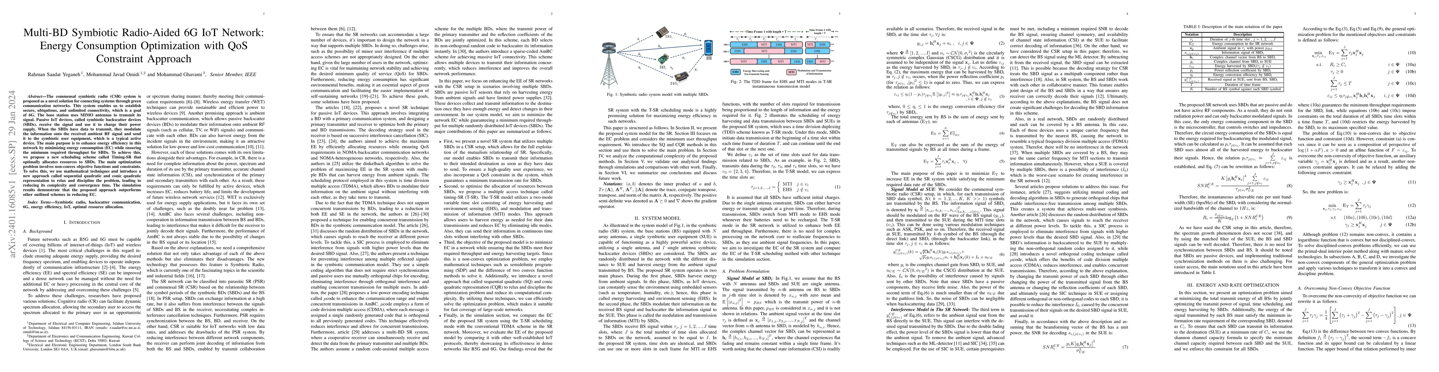 Thumbnail for Multi-BD Symbiotic Radio-Aided 6G IoT Network: Energy Consumption
  Optimization with QoS Constraint Approach