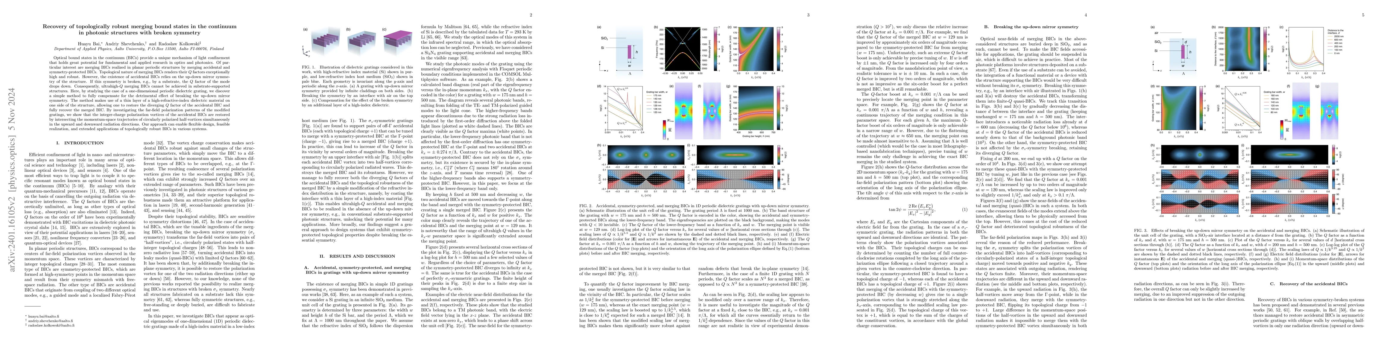 Thumbnail for Recovery of topologically robust merging bound states in the continuum
  in photonic structures with broken symmetry