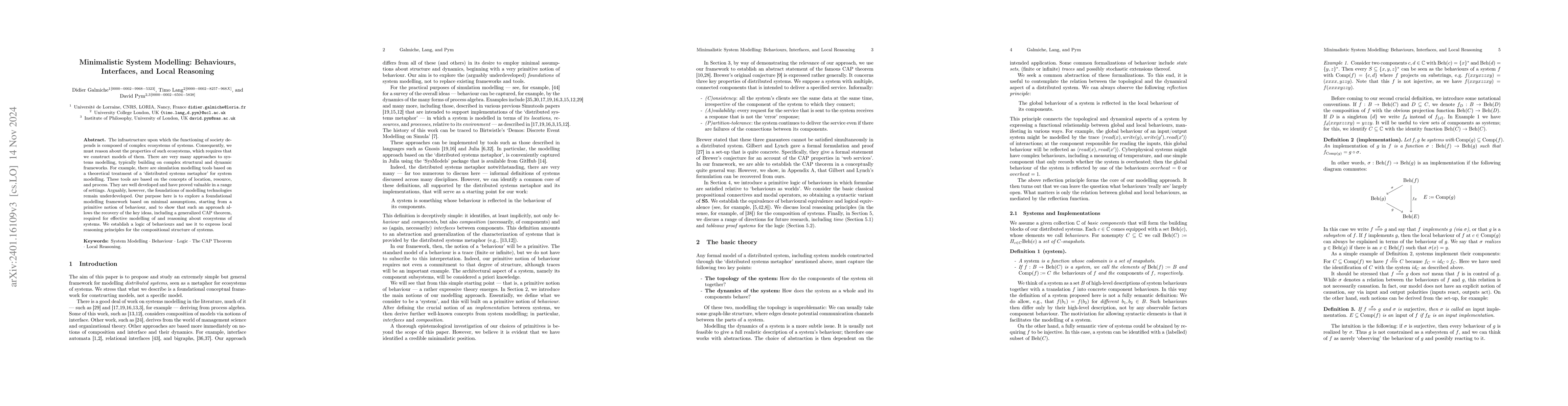 Thumbnail for Minimalistic System Modelling: Behaviours, Interfaces, and Local
  Reasoning