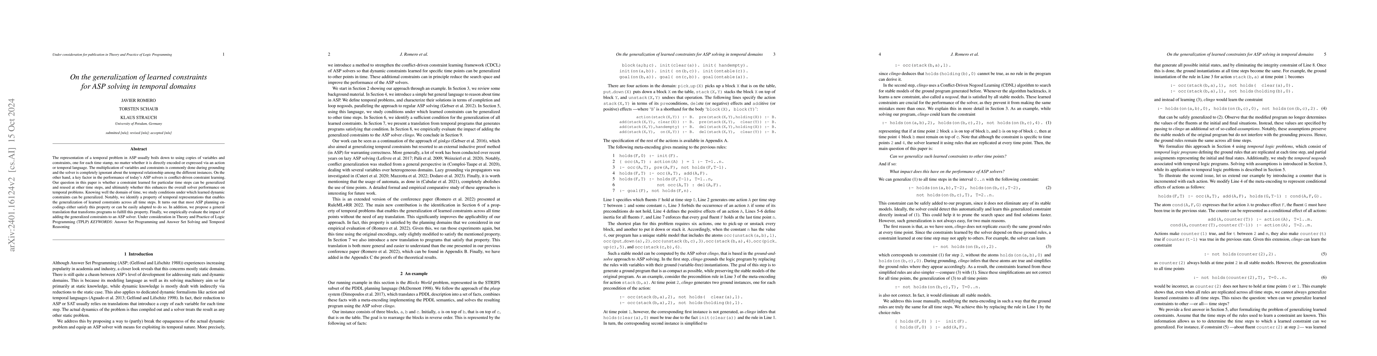 Thumbnail for On the generalization of learned constraints for ASP solving in temporal
  domains