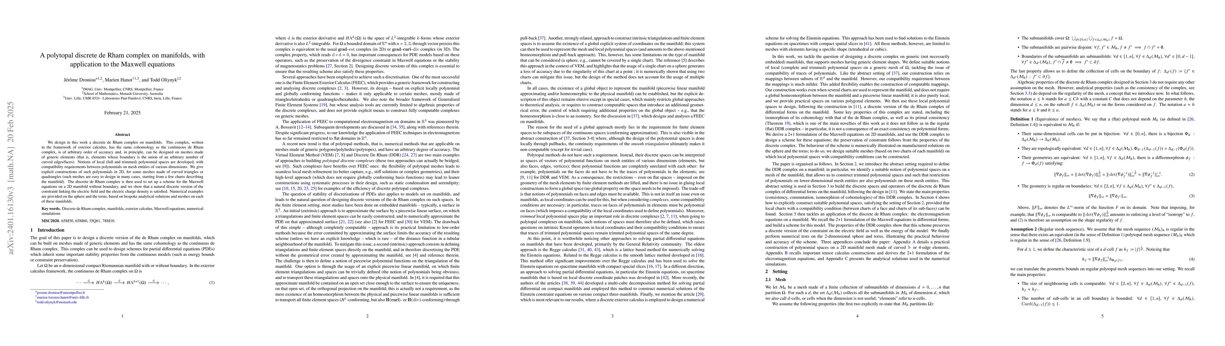 Thumbnail for A polytopal discrete de Rham complex on manifolds, with application to
  the Maxwell equations
