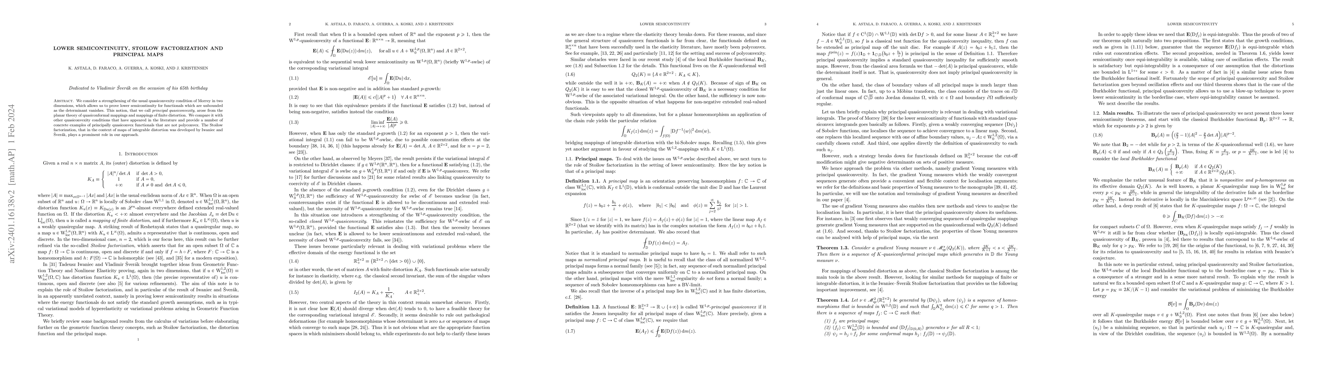 Thumbnail for Lower semicontinuity, Stoilow factorization and principal maps
