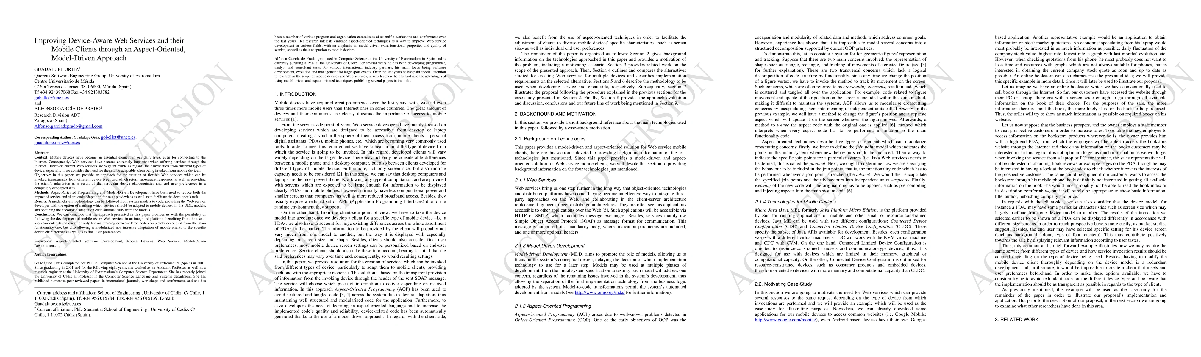 Thumbnail for Improving device-aware Web services and their mobile clients through an
  aspect-oriented, model-driven approach