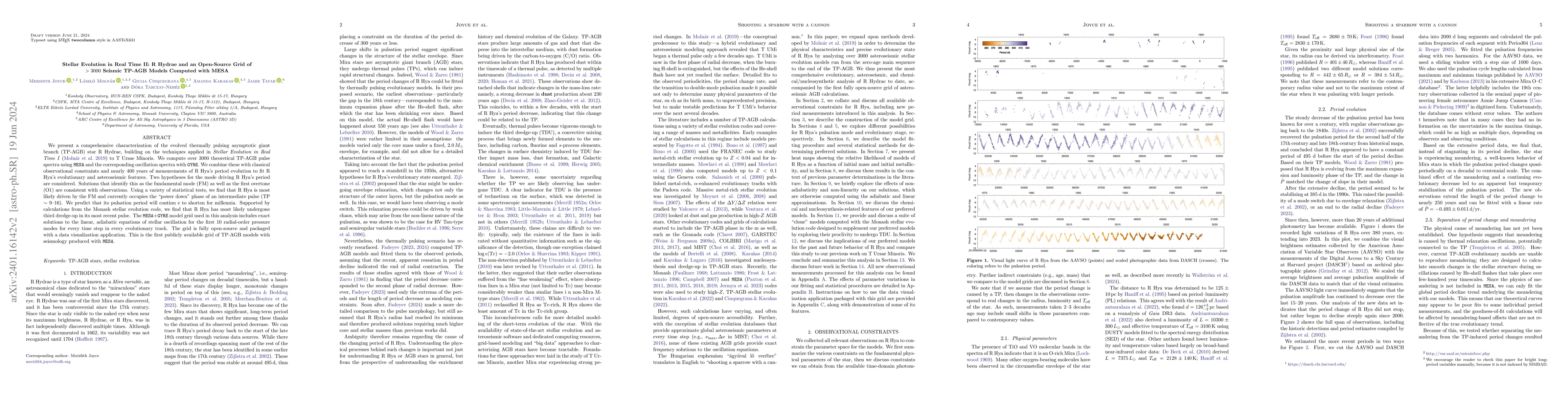 Thumbnail for Stellar Evolution in Real Time II: R Hydrae and an Open-Source Grid of
  >3000 Seismic TP-AGB Models Computed with MESA