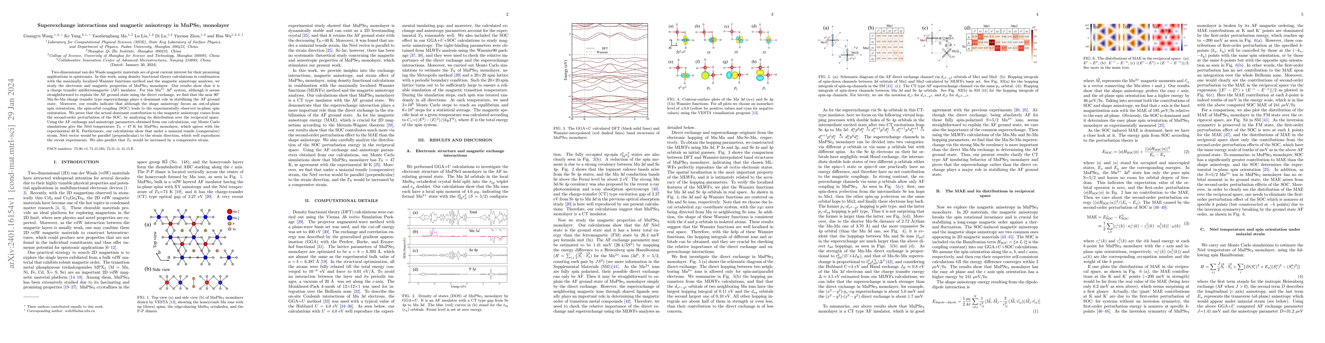 Thumbnail for Superexchange interactions and magnetic anisotropy in MnPSe$_3$
  monolayer