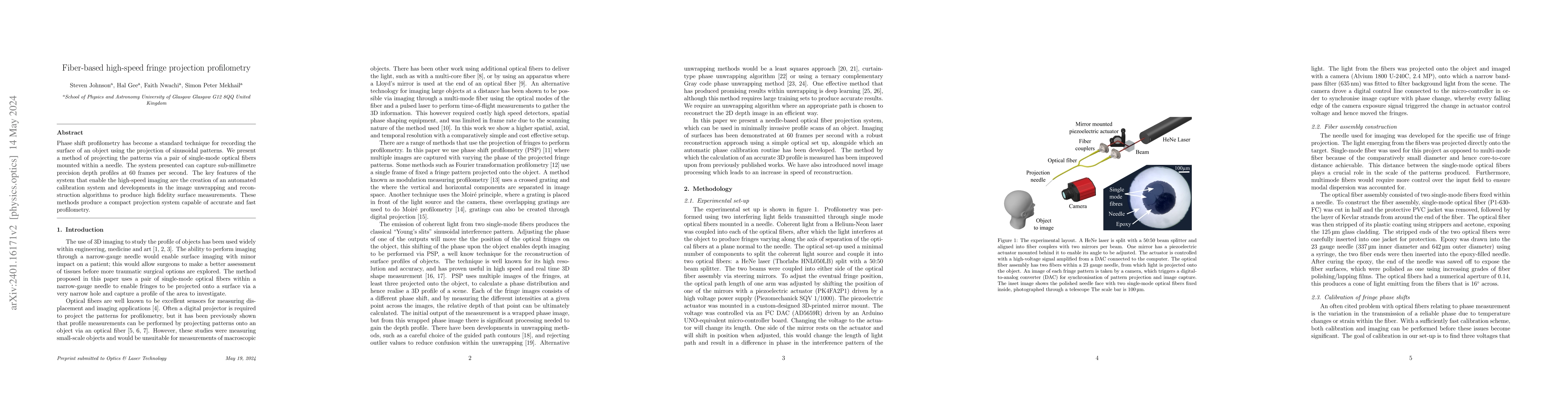Thumbnail for Fiber-based high-speed fringe projection profilometry