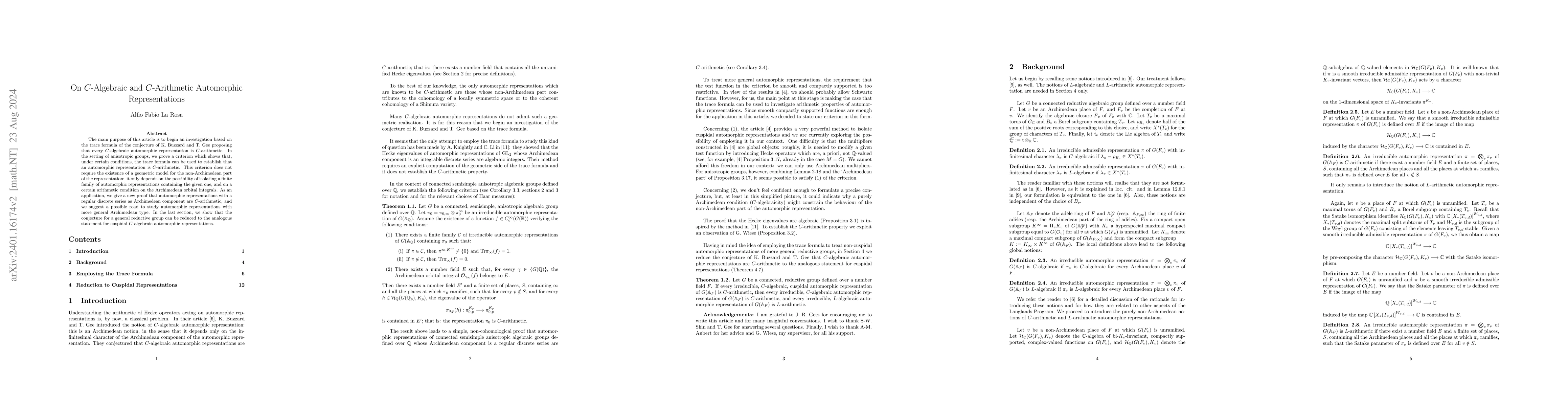 Thumbnail for On C-Algebraic and C-Arithmetic Automorphic Representations
