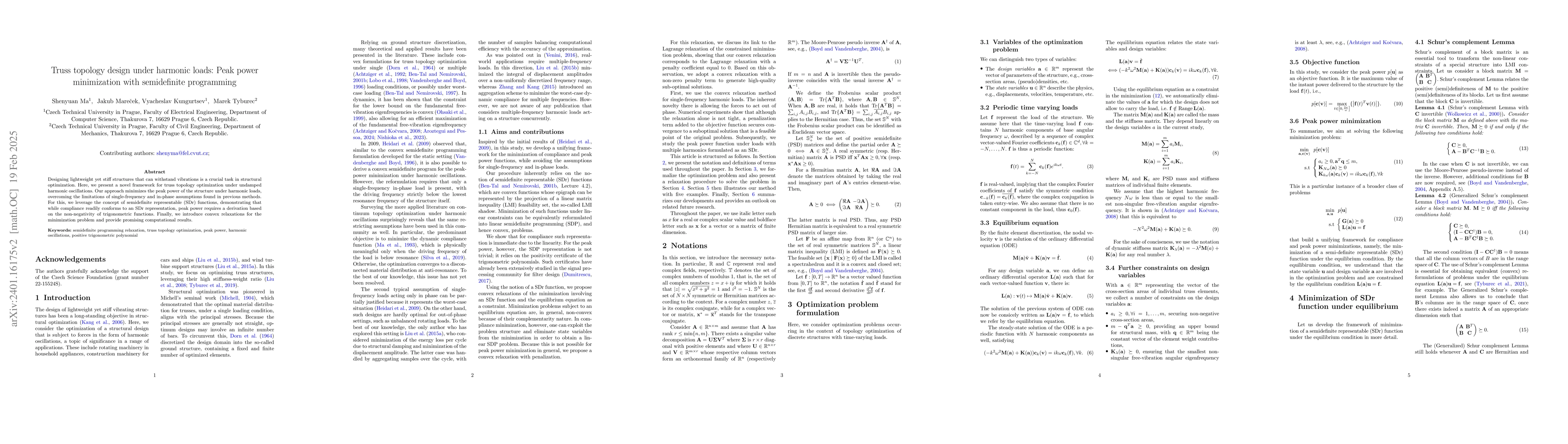 Thumbnail for Truss topology design under harmonic loads: Peak power minimization with
  semidefinite programming
