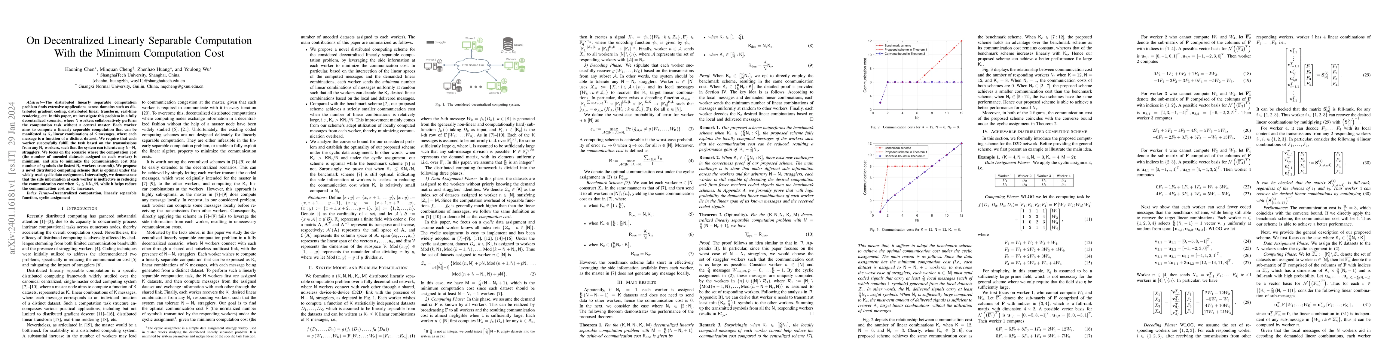 Thumbnail for On Decentralized Linearly Separable Computation With the Minimum
  Computation Cost