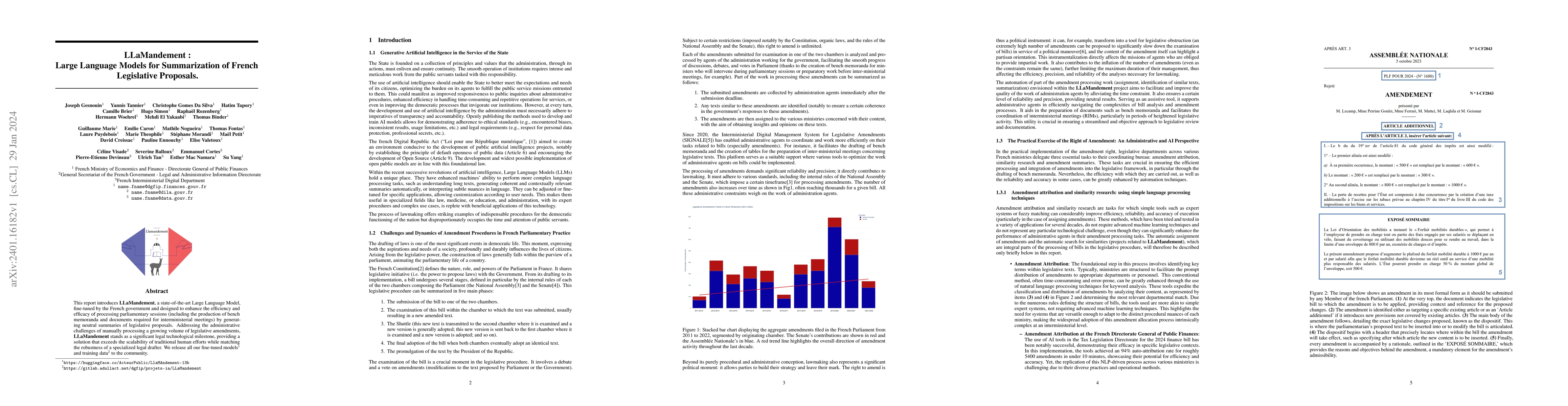 Thumbnail for LLaMandement: Large Language Models for Summarization of French
  Legislative Proposals