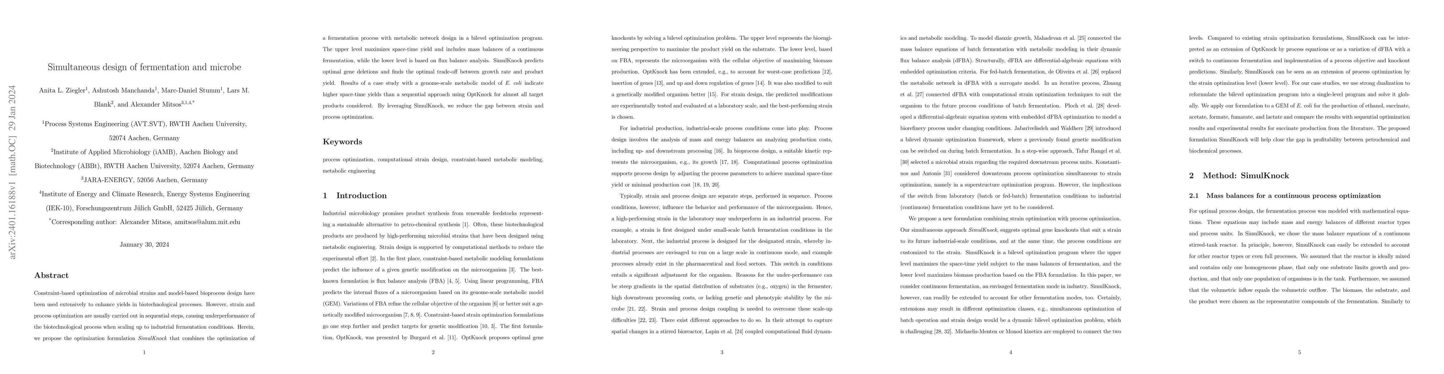 Thumbnail for Simultaneous design of fermentation and microbe