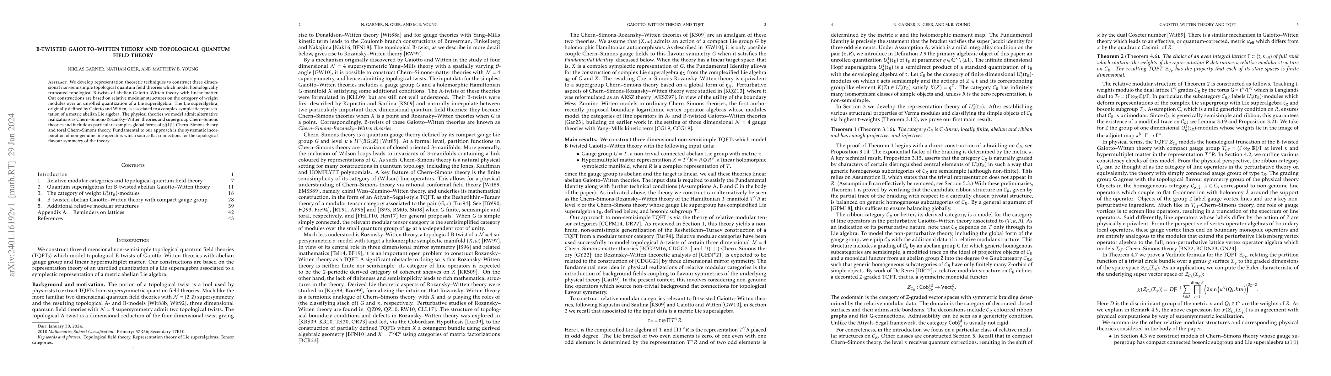 Thumbnail for B-twisted Gaiotto-Witten theory and topological quantum field theory