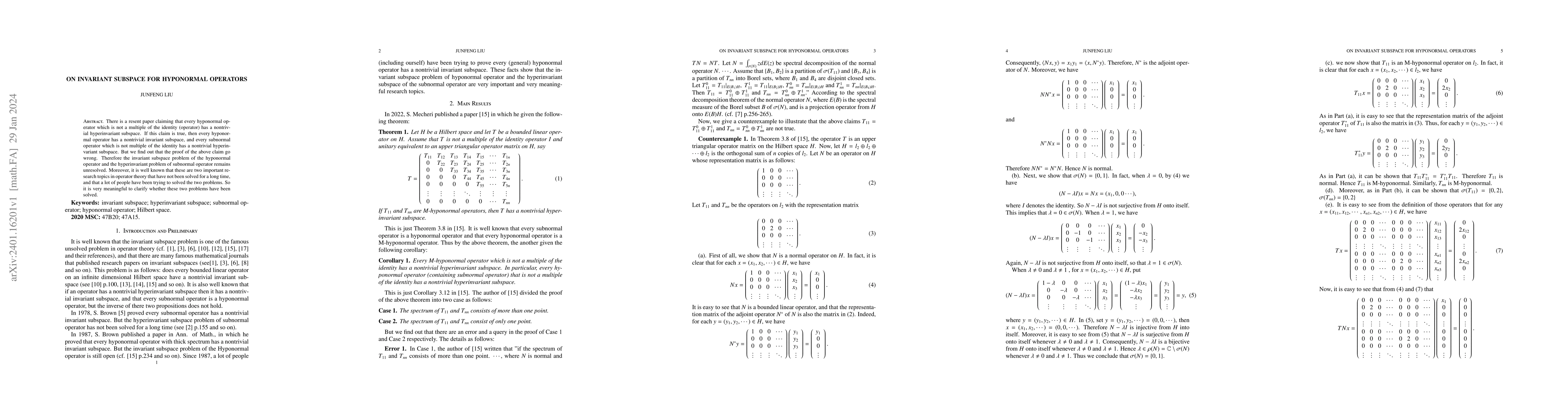 Thumbnail for On Invariant subspace for hyponormal operators