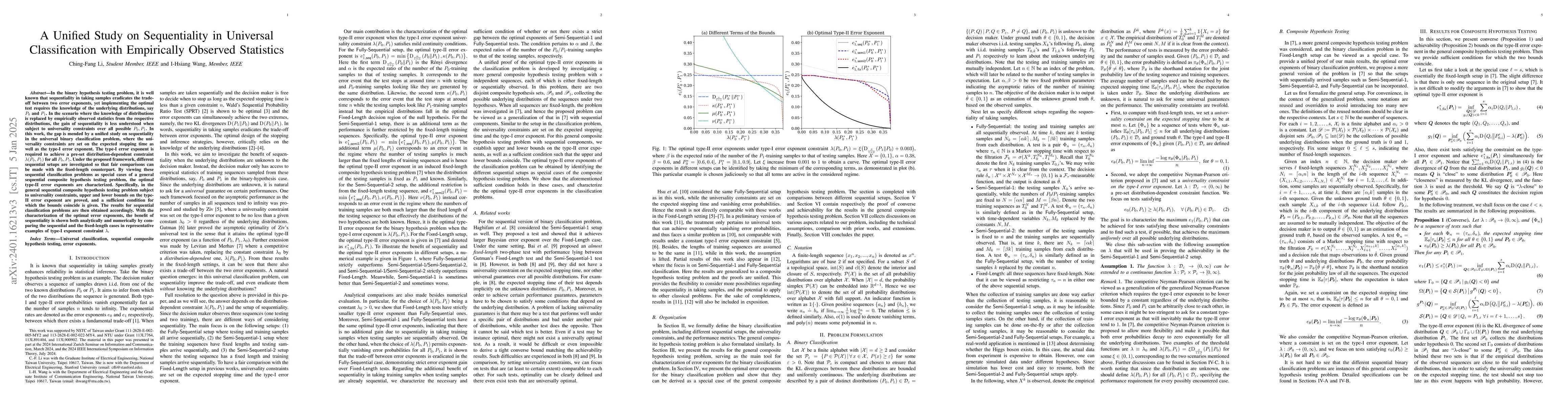 Thumbnail for A Unified Study on Sequentiality in Universal Classification with
  Empirically Observed Statistics
