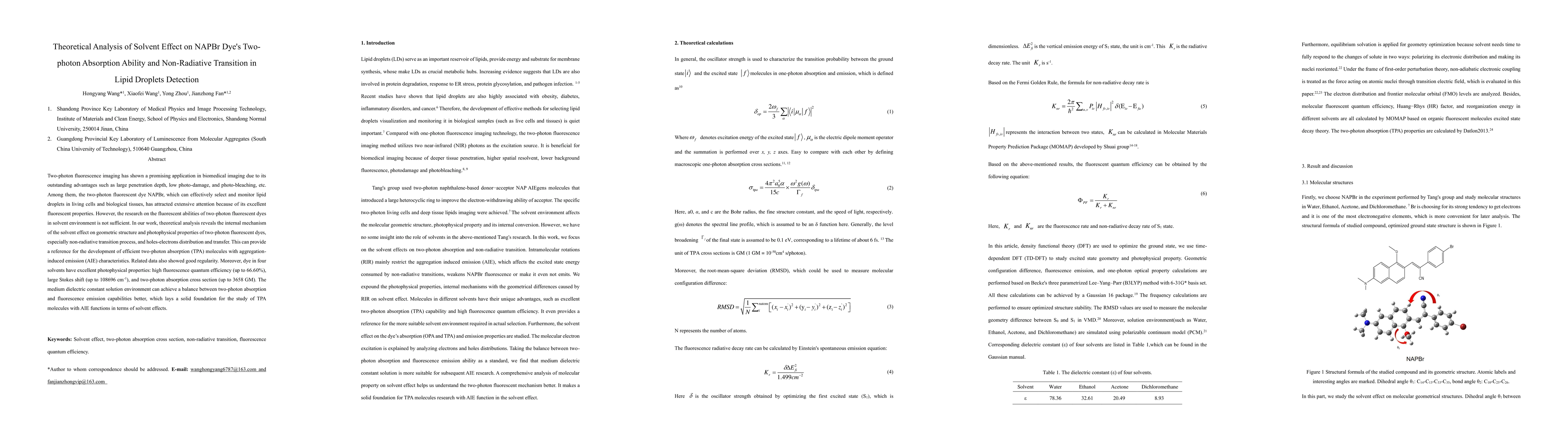 Thumbnail for Theoretical Analysis of Solvent Effect on NAPBr Dye's Two-photon
  Absorption Ability and Non-Radiative Transition in Lipid Droplets Detection