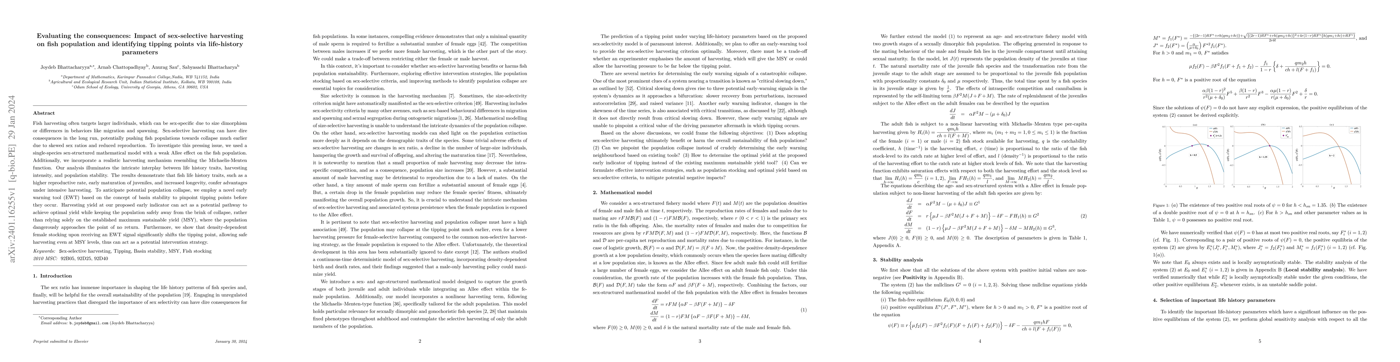 Thumbnail for Evaluating the consequences: Impact of sex-selective harvesting on fish
  population and identifying tipping points via life-history parameters